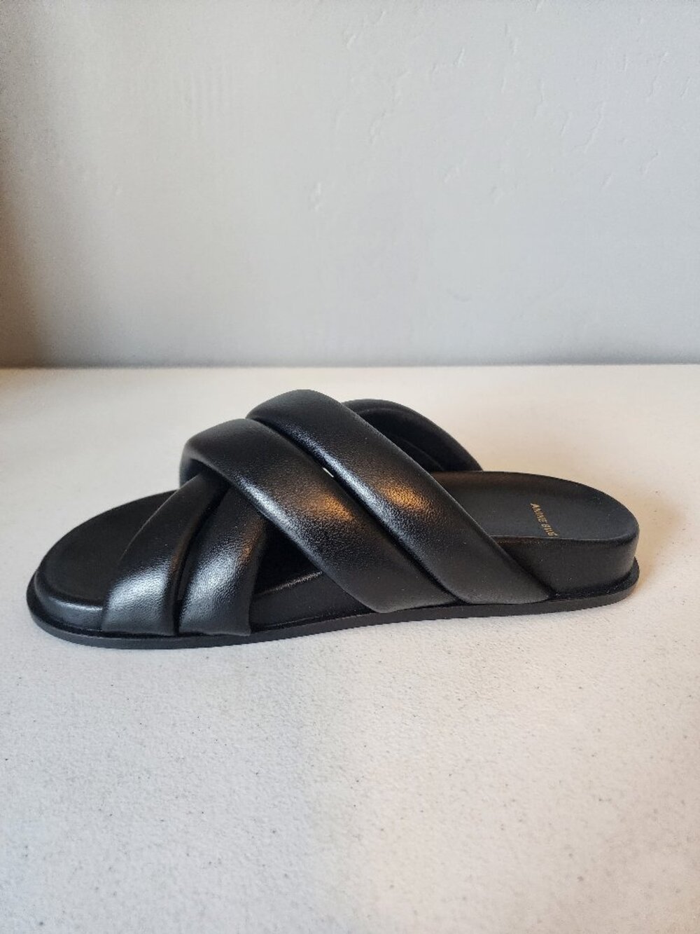 Anine Bing Black Emi Leather Slide Sandals - Picture 14 of 16